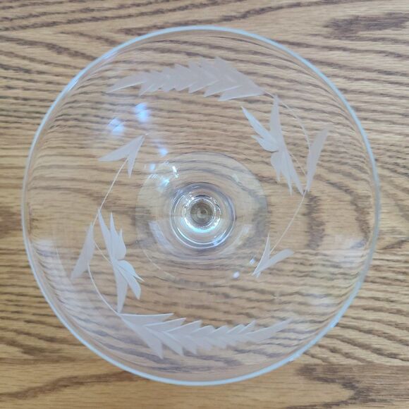 McBride Glass MCB17 Mid-Century Cut Glass Etched Champagne Sherbet Glass Wheat - Picture 15 of 15